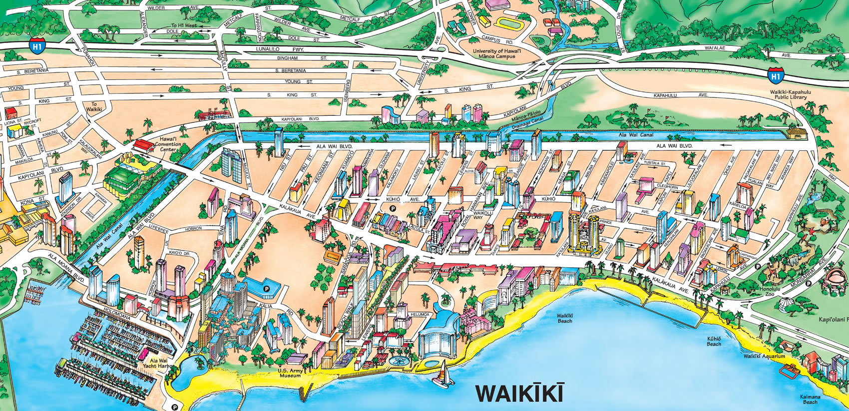 Waikiki beach map
