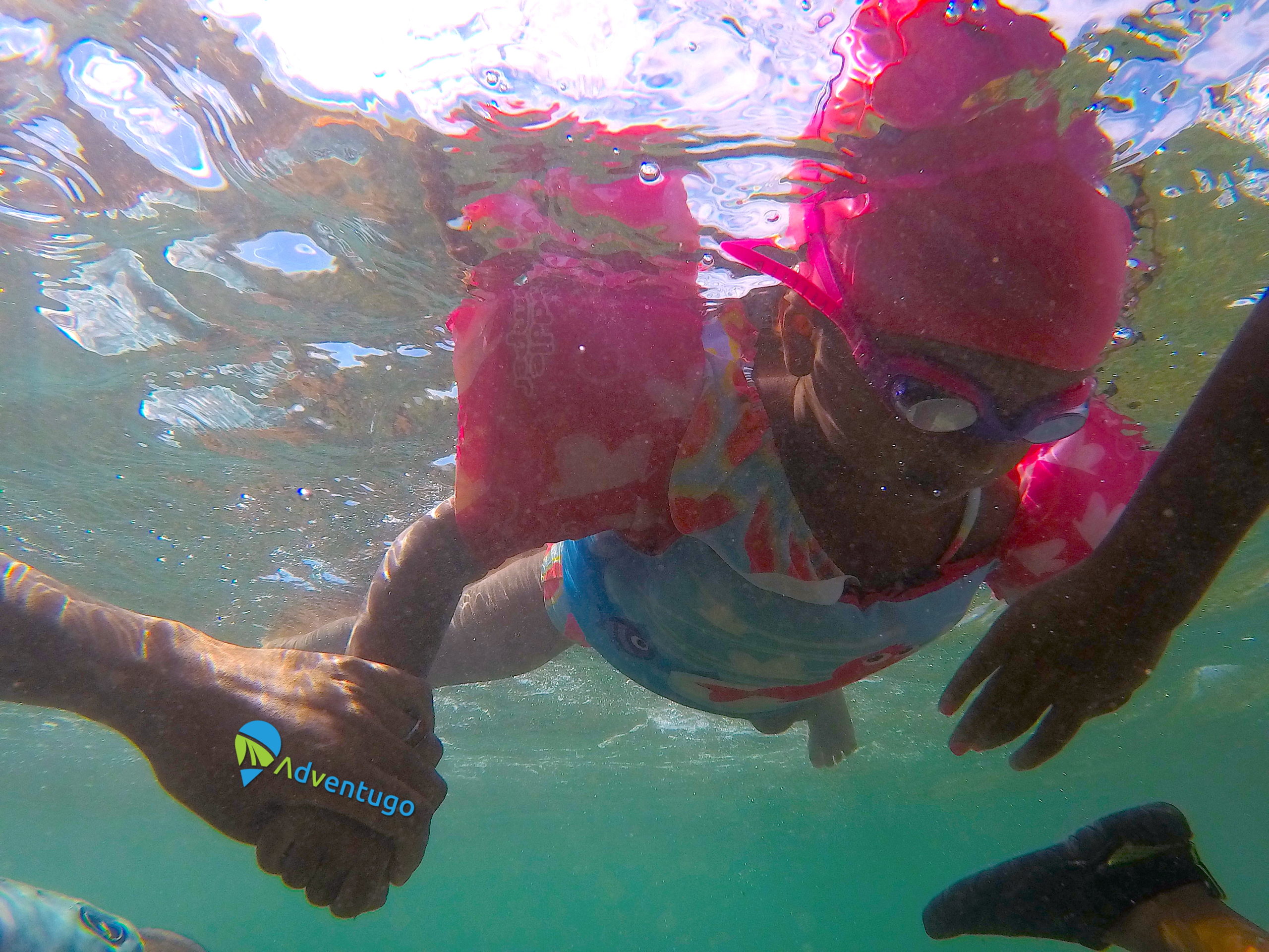 Babies snorkelling at Hanauma Bay, Oahu